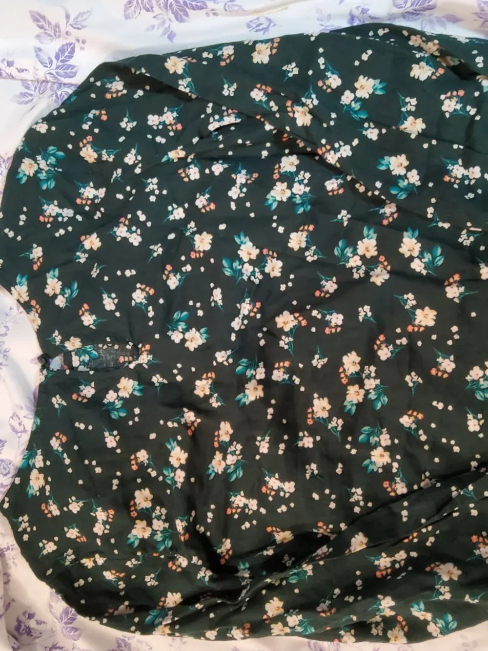 Old Navy Girls 10-12 Large Lace Floral Dark Green Elegant Blouse Top Long Sleeve